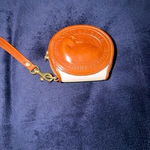Dooney & Bourke Tan and Cream Leather Coin Wristlet